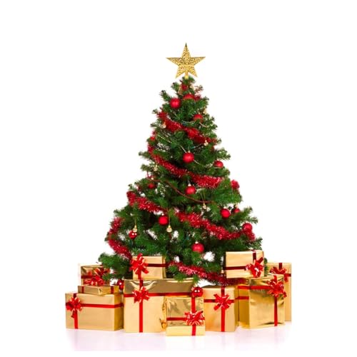 BOOSHMall Weihnachtsbaumspitze Stern, Christbaumspitze Glitzernde, Spitze für Weihnachtsbaum, Tree Topper, Weihnachtsstern bruchsicher für allgemeine Größe Baumspitze, Gold