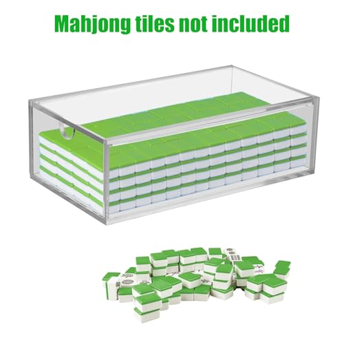 BOXOB Mahjong Koffer, Leerer Mahjong Koffer aus Acryl Mahjong Aufbewahrungskoffer für Spielsteine Transparente Mahjong Spielstein Präsentationsbox für Mahjong Spielsteine in Standardgröße
