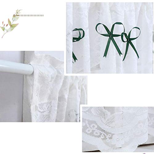 Panel de cortina pequeño de encaje blanco con diseño semitransparente elegante 8