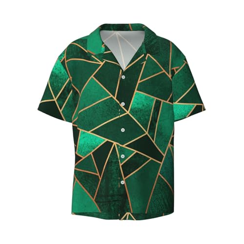 black and gold geometric Print Men's Pocket Hawaiian Shirts â€“ Short Sleeve Casual Beachwear for Summer S-4XL