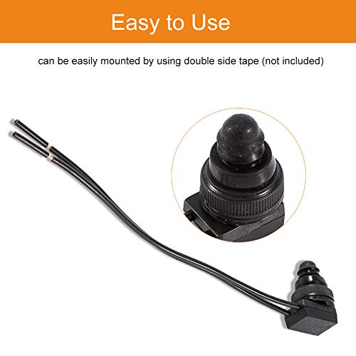 5Pcs Waterproof On Off Switch, Keenso 12V Latching Push Button Switch With 4" Wire Leads For Motorcycle/Car #TOP3