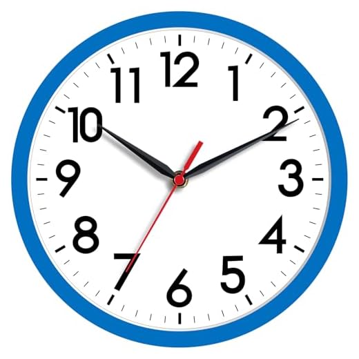 AKCISOT Wall Clock 8 Inch Silent Non-Ticking Modern Clocks Battery Operated - Analog Small Classic for Office, Home, Bathroom, Kitchen, Bedroom, School(Blue)