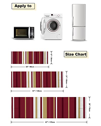 Fridge Dust Cover, Red Beige Ombre Washing Machine Top Covers With 4 Storage Pockets, Modern Retro Striped Abstract Art Kitchen Refrigerator Covers Protector Storage Organizer Bags, 28" X 67" #TOP4