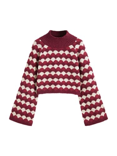 CIDER Wool-Blend Geometric High Neck Sweater