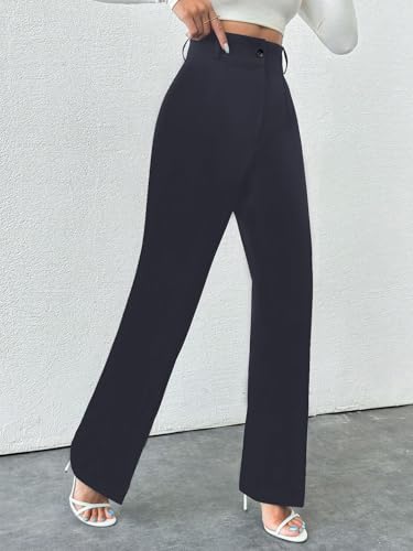 Image of Toochki Trousers for Woman Pants Women's Formal Office Korean | Black Track Pant | Straight | Cotton Spandex Stretchable Trouser | High-Waisted Bottom Wear