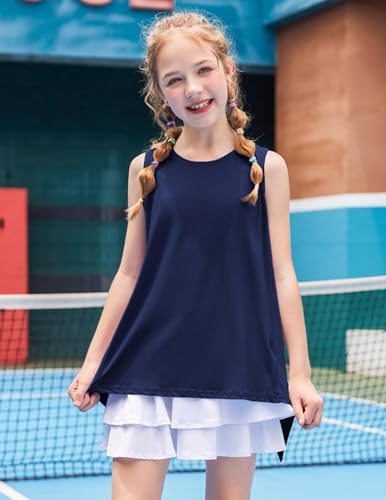 Image of Zaclotre Girls Athletic Tank Tops Open Tie Back Sleeveless Workout Shirts
