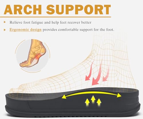 Image of KuaiLu Mens Casual Sandals with Comfortable Orthopedic Arch Support Summer Beach Walking Shoes Cushion Slides Slip on Indoor Outdoor