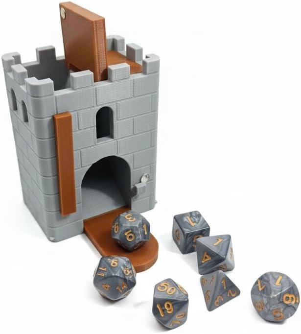 Portable Dice Tower with Built-in Storage & 7-Dice Polyhedral Set - Grab & Go Compact Roller & Case for Dungeons & Dragons, Pathfinder RPG Games