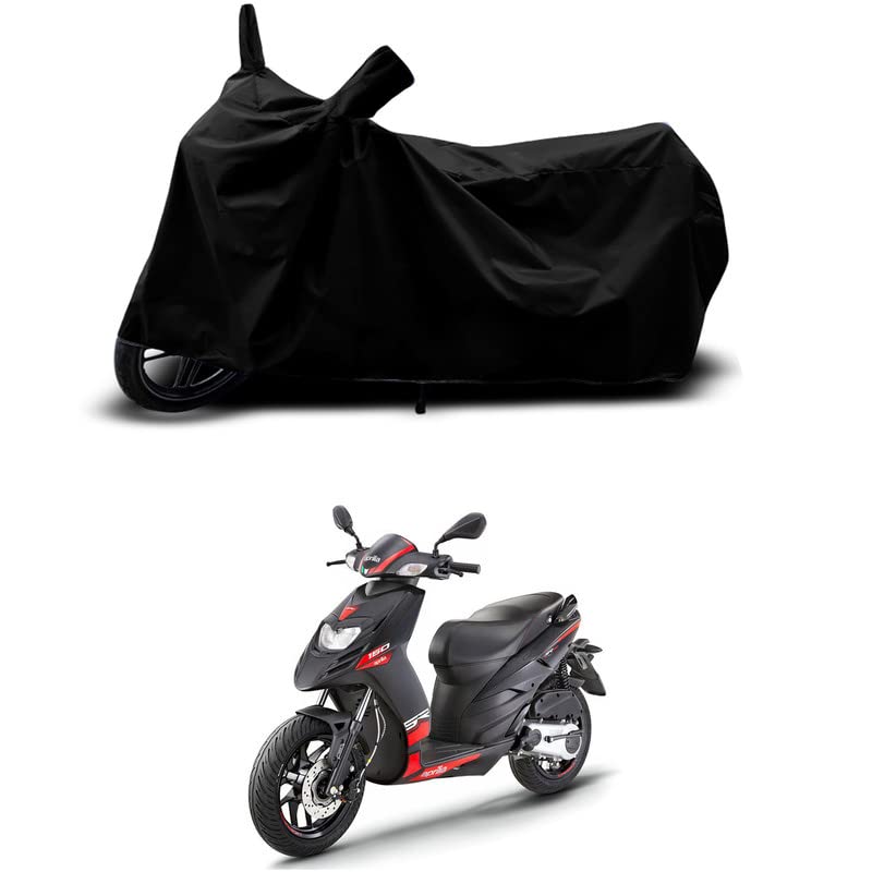Image of 100% Scratchproof /UV-Rays /Heat Protection /Birds Dropping /Water Resistant /Dust Proof /Waterproof /Bike Scooty Two Wheeler Body Cover Compatible for Aprilia SR 160 Carbon All Varients[Black]