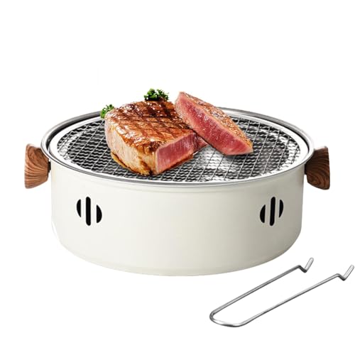 Petit Barbecue Au Charbon De Bois, Barbecue Au Charbon De Bois En Acier Inoxydable Avec Manche En Bois Et Maille, Barbecue De Table Au Charbon De Bois Pour Barbecue De Camping Intérieur Et Extérieur