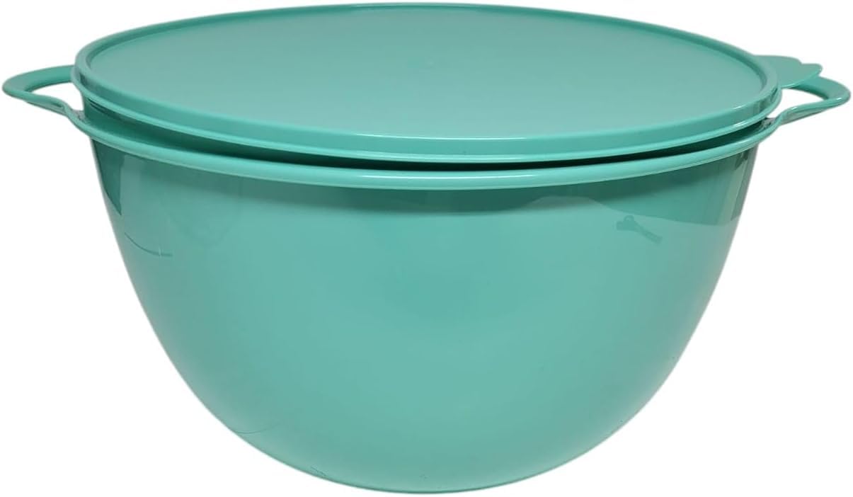 Tupperware Maximilian - Ciotola per insalata con coperchio, 10 litri, colore: turchese