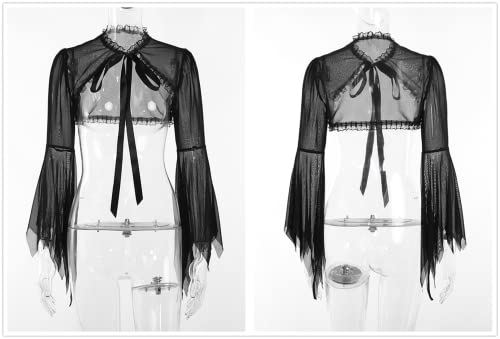 Image of Bolero Shrug Top Trad Goth Black Shawls and Wraps for Evening Dresses Short Cardigan