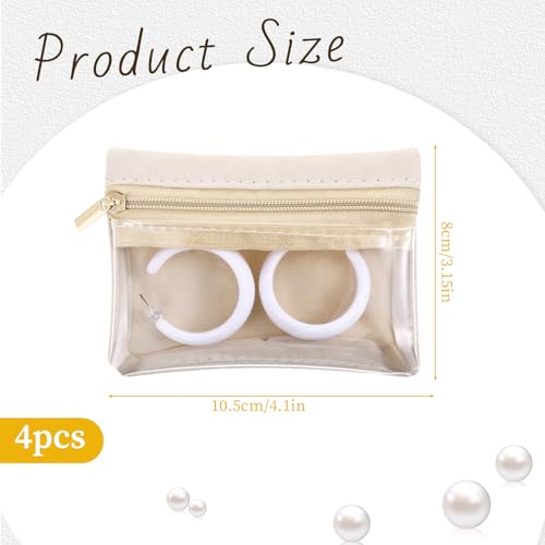 4Pcs Portable Travel Jewelry Bag, Clear Travel Jewelry Pouch Bag with Zipper, Velvet Jewelry Organizer, Mini Jewelry Storage for Rings Bracelets Earrings Necklaces Jewelry, Gift Idea for Women Girls2
