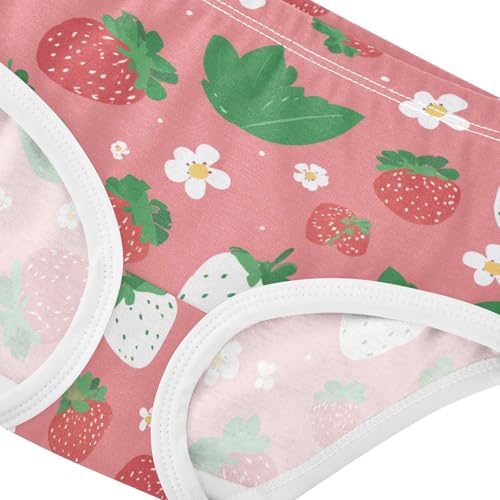 Wusikd Cute Strawberry Pink Girls' Underwear Cotton Girls Briefs Soft Toddler Underwear 2T4