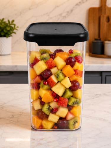 Image of Multi-Purpose Container, Transparent Kitchen Organizer Box, Airtight Dry Food Storage Jar for Rice, Flour, Snacks & Grocery Storage, BPA Free, Space Saving Design (4, 1200, Milliliters)