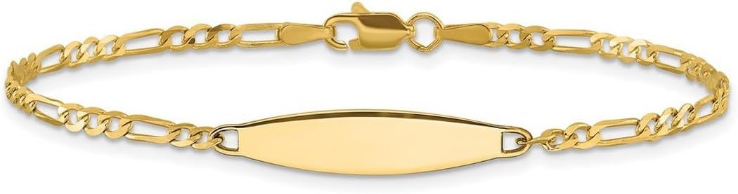 JewelryWeb 4.5mm 14k Solid Yellow Gold Figaro Link ID Bracelet Identification Bracelet for Women