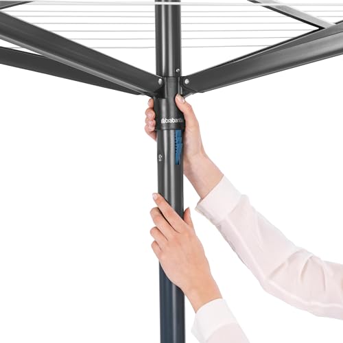 Image of Brabantia Topspinner Outdoor 4 Arm Spinning Clothesline (164 ft /O 1.8 inch) Rotating, Folding Clothes Drying Rack + Ground Spike (Anthracite)
