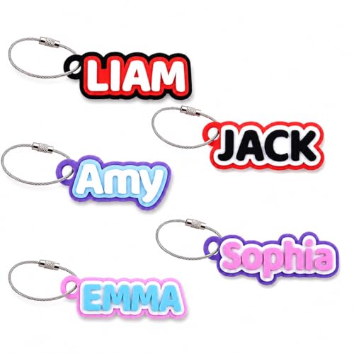MINI-FACTORY Personalized Backpack Name Tag Keychain Custom 3D Printed Kids Bag Tag for Water Bottle Lunch Box Sports Bag School Backpack