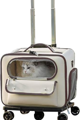 ペット キャリーケース キャリーバッグ ペットカート ペットキャリーケース キャスター付き 四方通気 安定性 超大空間 折りたたみ 小型犬・猫用 キャリーバッグ マット付き 通院 防災 散歩 旅行用 (ブラウン1パック4用,32L)