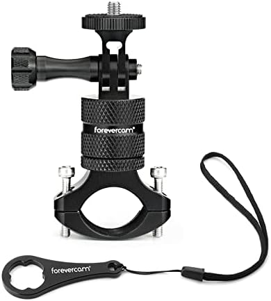 Bicycle Mount Action Camera Handlebar, Aluminium Alloy Mountain Bike Holder +1/4 adapter 360 Degree Rotation Rack Cradle Compatible for Action Cameras
