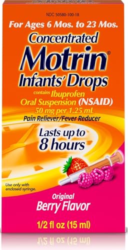 Image of Infants' Motrin Concentrated Drops, Ibuprofen, Berry, 0.5 oz | Concentrated Liquid Medicine, NSAID, Fever Reducer & Pain Reliever for Babies, 2 Pack