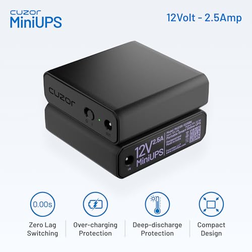Image of Cuzor Mini UPS 12V Router UPS up to 2.5A | Up to 5 Hours Backup | 2x2900 mAh | WiFi UPS Power Backup | Mini ups for Router