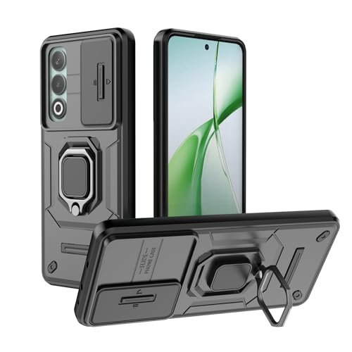 Image of TPU+PC Camshield Pro Case With Slide Camera Protection And Ring Stand Bumper Back Case Cover For OnePlus Nord CE4 (Black)