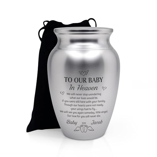 Artsy Woodsy Personalized Baby Memorial Mini Urns for Human Ashes Cremation Stainless Steel Decorative Keepsake Urns for Ashes Angel Baby Grieving Gift in Memory of Child (11 2.56x1.77)