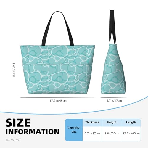 Large Beach Bags Water-resistant Sandproof - Turquoise Sea Water Surface Cute Beach Tote Bags for Women with Zipper2