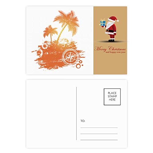 Lot de 20 cartes postales Noël cocotier et Père Noël pour voeux de fin d'année