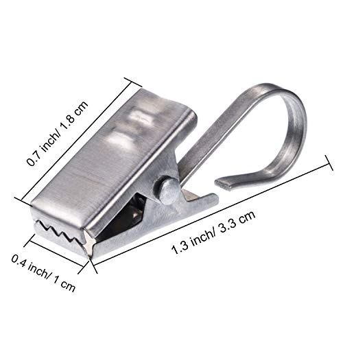 Foto von Pack of 50 Stainless Steel Clips, Curtain Hooks, Stainless Steel Curtain Rings with Clip, Shower Curtain Clips, Home Decoration, Silver
