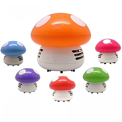 Angelduck Desk Vacuum Cleaner, Portable Mini Cute Mushroom Shaped Dust Sweeper (Red) #TOP6