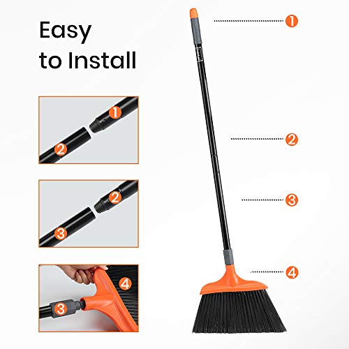 Heavy-Duty Broom, Long Handle Angle Broom 14.5" Wide For Garages, Courtyard, Sidewalks, Decks And Outdoor Surfaces, Perfect For Home Kitchen Room Office Floor #TOP4