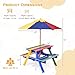 Costzon Kids Picnic Table, Fir Wood Kids Outdoor Table and Chairs with Removable Umbrella, Toddler Picnic Table for Patio, Backyard, Garden (Multicolor)