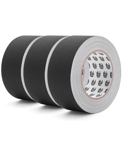 Bates- Gaffers Tape 2 Inch x 23 Yards, 3 Pack, Black Gaffer Tape 2 inch, Polyethylene-Coated Cloth, Non-Reflective, No Residue