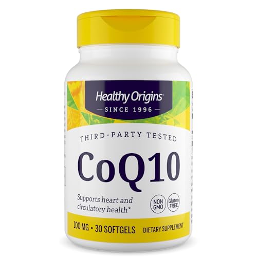 Healthy Origins CoQ10 100 mg 30 Softgels - Natural Trans-Isomer Ubiquinone Yeast Fermented High Bioavailability Coenzyme Q10 Supports Heart Health & Cellular Energy - Antioxidant Supplement
