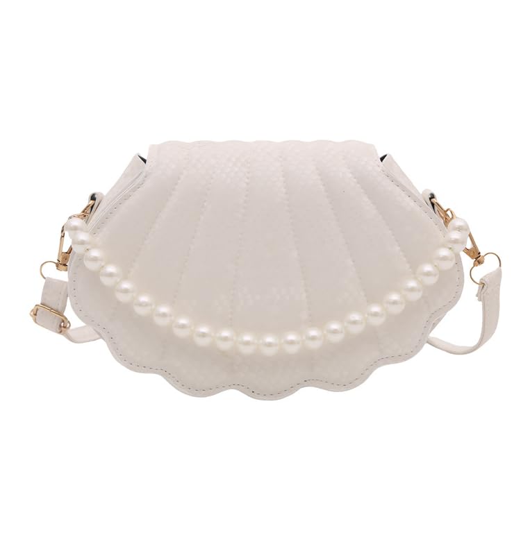 Elegante bolsa tiracolo feminina com alça de pérola, bolsa de mão minimalista elegante, Branco, Bolsas de mão