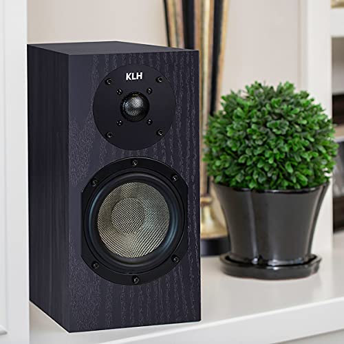 KLH Albany II 2-Way Bookshelf Speakers for Premium Studio Music |High Performance Home Theater|Hi-Res Surround Sound |Deep Bass Port | Detachable Magnetic Grille | Black (Pair)