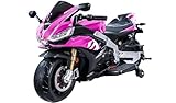 24V Kids Motorcycle, Aprilia Licensed Electric Motorcycle for Kids with Long Battery Life, Thread Wheels, Training Wheels, Large Seat-Pink