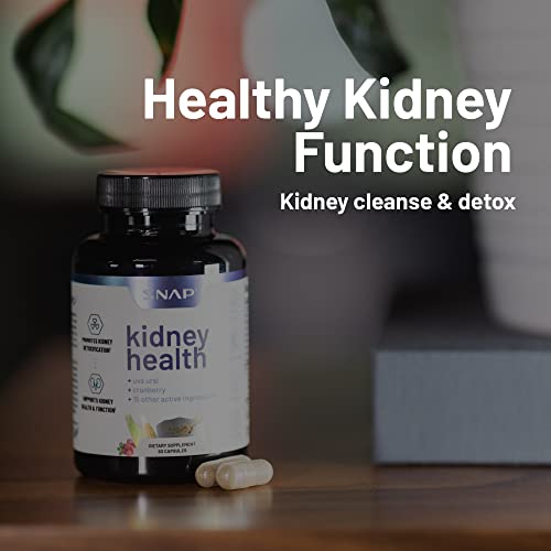 Snap Supplements Kidney Health Support, Kidney Cleanse Detox & Repair Formula, Kidney Support Formula, Uva Ursi Capsules, Kidney Supplement Kidney Restore, 15 Vitamins Plants & Herbs (60 Capsules) #TOP1