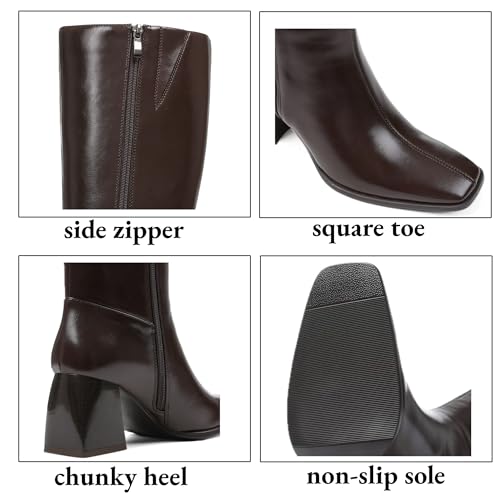Kalstage Women's Knee High Boots Square Toe Chunky Fall Boots Comfortable Zip Up Dress Heeled Tall Boots for Women3