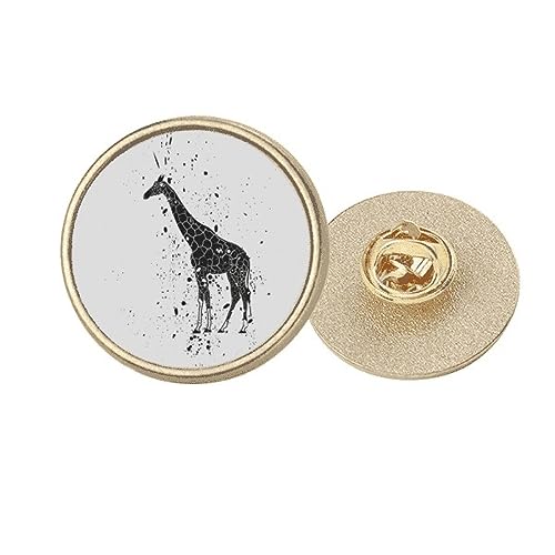 Broche girafe en métal doré gris rond accessoire de mode veste femme
