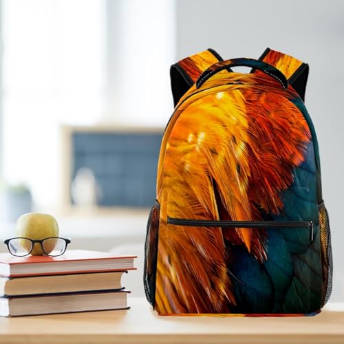 Sac à dos d'école plumes colorées idéal pour le collège et les sorties - 5