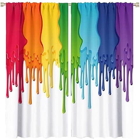 GoDazzling Abstract Rainbow Blackout Curtains Cover