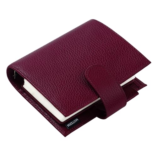 Moterm Pocket Luxe Rings Planner - Genuine Leather Binder Organizer (30mm Ring, Firm Pebbled-Beetroot)