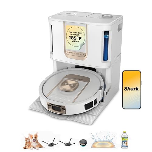 Shark Robot Vacuum & Mop Combo, PowerDetect ThermaCharged NeverTouch Pro, Self-Emptying, Self-Refill with Heated Mop Cleaning, 60-Day Capacity, 30-Day Tank, 6 PowerDetect Technologies, White, AV2900XE by Shark - Used condition - US$719.99