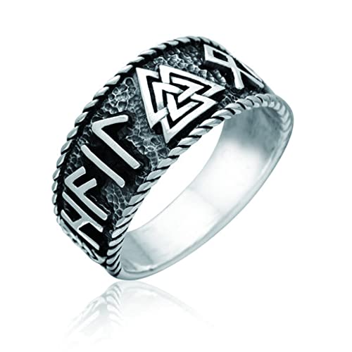 Bague Amulette Viking Rune Valknut en Acier Inoxydable Gothique