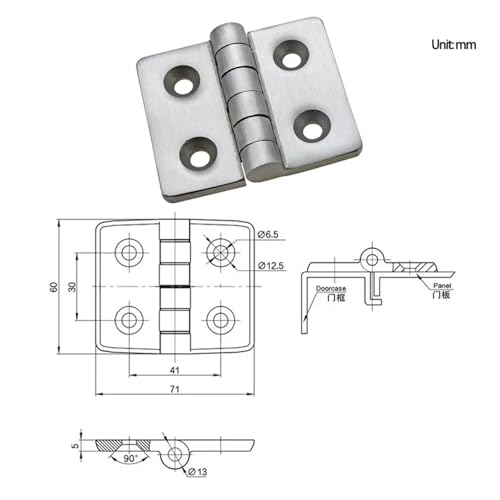 Charnière de porte pliante en inox 304 pour meuble d'angle