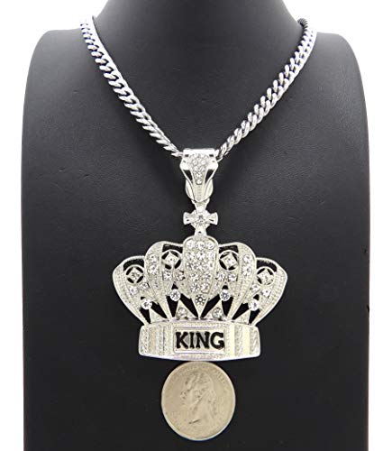 CBC Crown Crown with King Pendant 6mm 18"/20"/24"/30" Stainless Steel Cuban Chain Necklace4