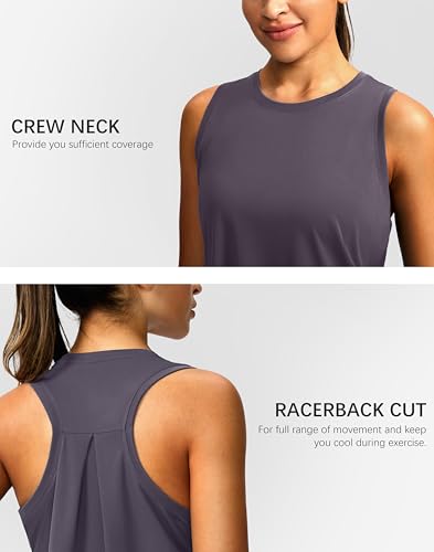 Image of Women's Workout Tops Racerback Athletic Tank Tops Sleeveless Loose Fit Yoga Running Gym Shirts for Women